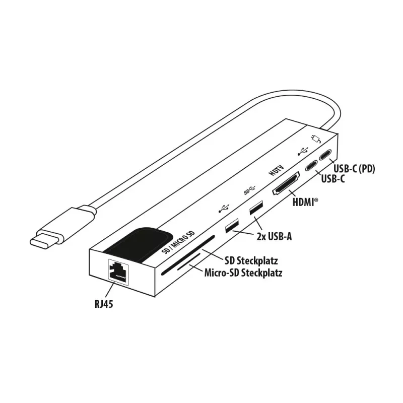 E+P USB-C πολυπροσαρμογέας 8-in-1 MPA8 μαύρο/ασημί