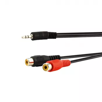 E+P Καλώδιο προσαρμογέα ήχου 3,5mm jack σε 2 υποδοχές RCA 0,2m μαύρο 463450