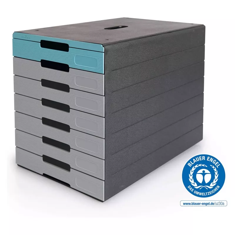 DURABLE IDEALBOX PLUS Κουτί συρταριών, 7 συρτάρια, DIN A4, Γκρι/Μπλε, Πολυστυρένιο 776306