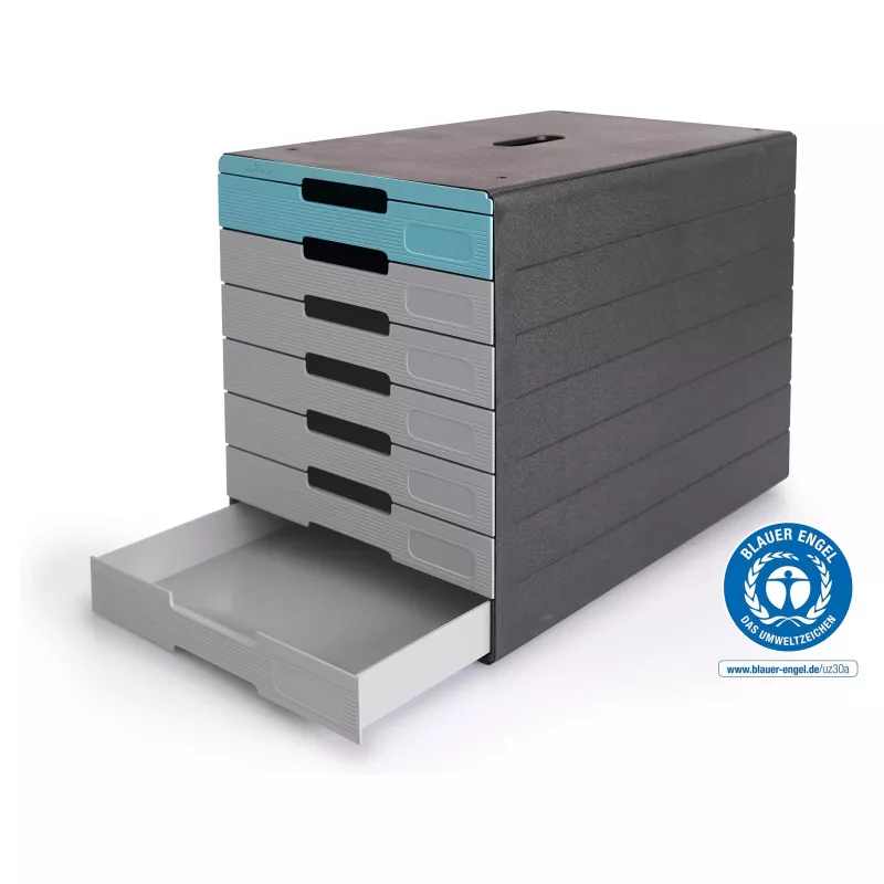DURABLE IDEALBOX PLUS Κουτί συρταριών, 7 συρτάρια, DIN A4, Γκρι/Μπλε, Πολυστυρένιο 776306