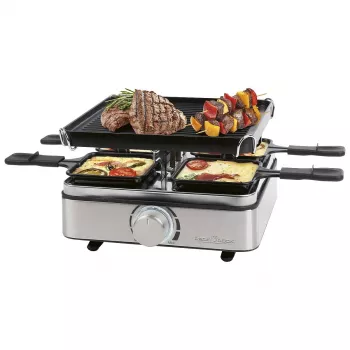 PROFI COOK Raclette-Grill PC-RG 1301 για 4 άτομα με αναστρέψιμη πλάκα χυτοσιδήρου, περίβλημα ανοξείδωτου ατσαλιού 501301