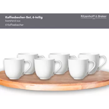 Ritzenhoff & Breker Skagen Λευκές πορσελάνινες κούπες καφέ 440 ml σετ 6 τεμ. 317329