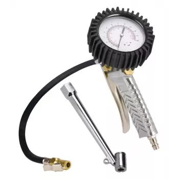 Einhell 4133110 Αναλογικό όργανο μέτρησης πίεσης ελαστικών με μανόμετρο, 0-10 bar / 0-145 psi, βαλβίδα εκκένωσης