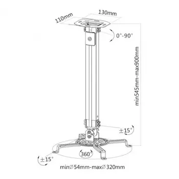 E+P DH 90 βάση οροφής προβολέα 900mm κλίση περιστροφή στροφή 13,5kg ασημί 1258040