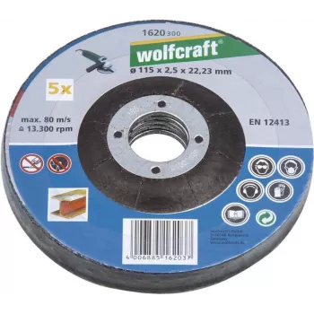 Wolfcraft 1622300 Δίσκος κοπής με κυρτό κέντρο 125 mm x 22,23 mm x 1,0 mm, συσκευασία 5 τεμ.