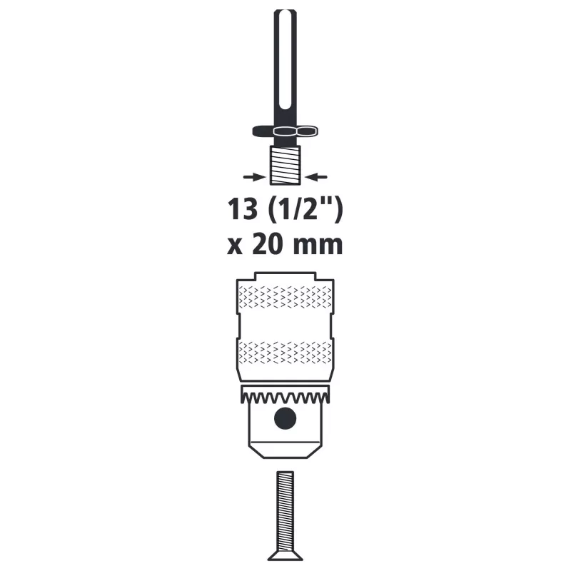 wolfcraft 2640000 Προσαρμογέας τσοκ SDS-plus 1/2 ίντσας-20 UNF