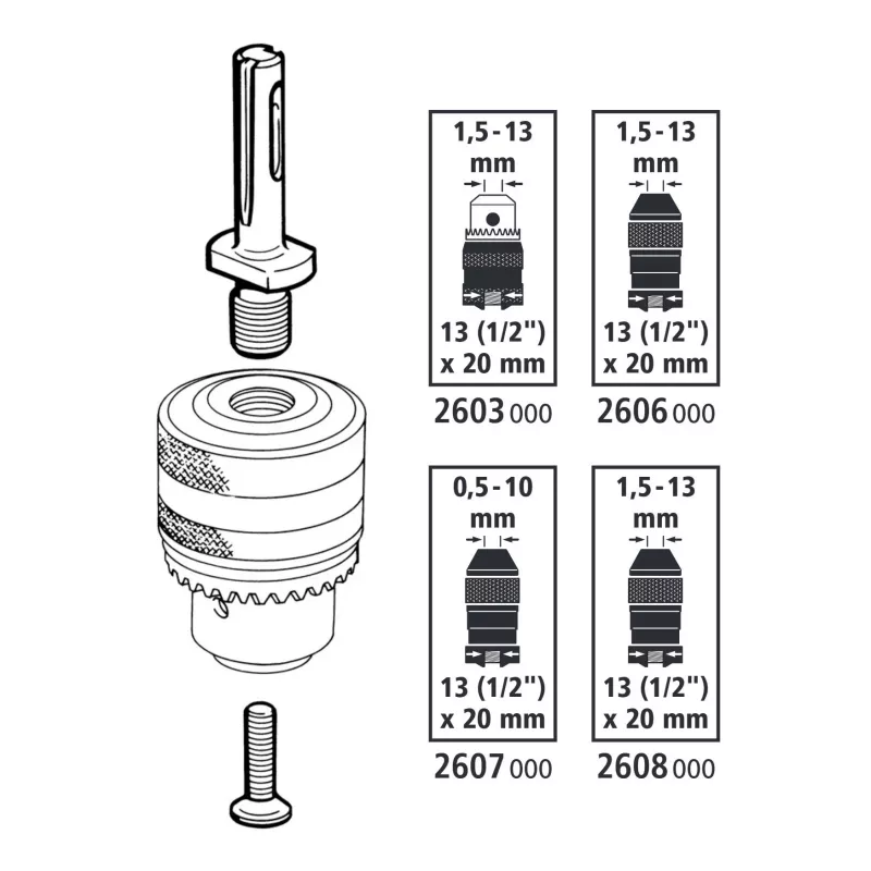 wolfcraft 2640000 Προσαρμογέας τσοκ SDS-plus 1/2 ίντσας-20 UNF