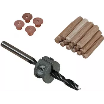 Wolfcraft Σετ καβιλιών οξιάς 8 mm με τρυπάνι, οδηγό βάθους και μαρκαδόρους (50 καβίλιες, 56 τεμάχια) 2917000
