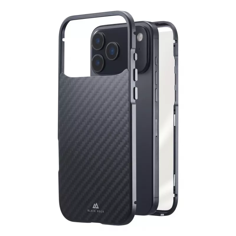 Black Rock Cover 360° Γυαλί για Apple iPhone 17 Pro Max Πραγματικό ανθρακονήματα 00080472