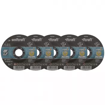 Wolfcraft 1620300 Σετ δίσκων κοπής, διάμετρος 115 mm, οπή 22,23 mm, πάχος 1,0 mm, 5 τεμ., για μέταλλο και ανοξείδωτο ατσάλι