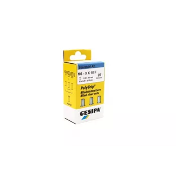 GESIPA PolyGrip® περικόχλιο τυφλών πριτσινιών M6 ανοξείδωτο A2, 9x18mm, 25 τεμ. 1464838