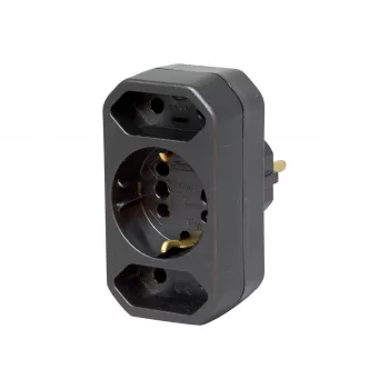 Kopp DUOversal Schuko Αντάπτορας βύσματος, 2 πρίζες, 16 A, 250 V, Μαύρο 179605004