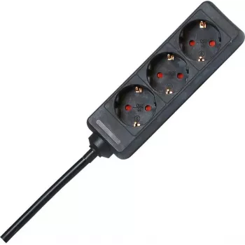 HEINRICH KOPP Extension Cord, 3 Sockets, 1.4 m, Black 128615005