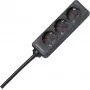 HEINRICH KOPP Extension Cord, 3 Sockets, 1.4 m, Black 128615005