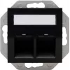 HEINRICH KOPP HK07 Πλάκα τοίχου Keystone με κάλυμμα, IP44, 2 θυρών, μαύρο 953850004