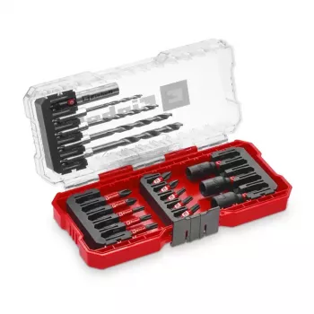 Einhell σετ καρυδακιών και μυτών 1/4 ίντσες (6,3 mm), 18 τεμ., χάλυβας χρωμίου-βαναδίου, μαγνητική υποδοχή μύτης, πλαστική βαλίτσα 108709