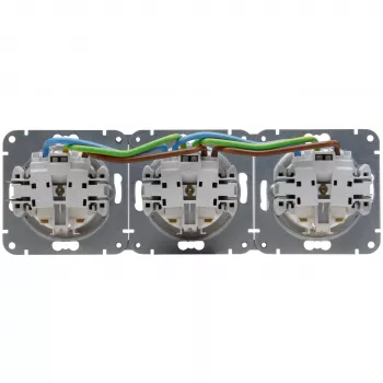 HEINRICH KOPP HK07 KombiQuick 3-πλή οριζόντια πρίζα Schuko με προστασία παιδιών, λευκό 133429002