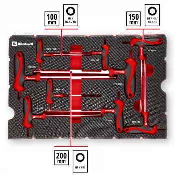 Einhell 370526 Σετ εισάγων βαλίτσας 9 τεμ. για E-Case, κόκκινο/μαύρο