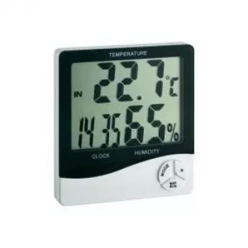 TFA Dostmann WS 5031 Θερμοϋγρόμετρο με ρολόι, μαύρο/λευκό 30-5031