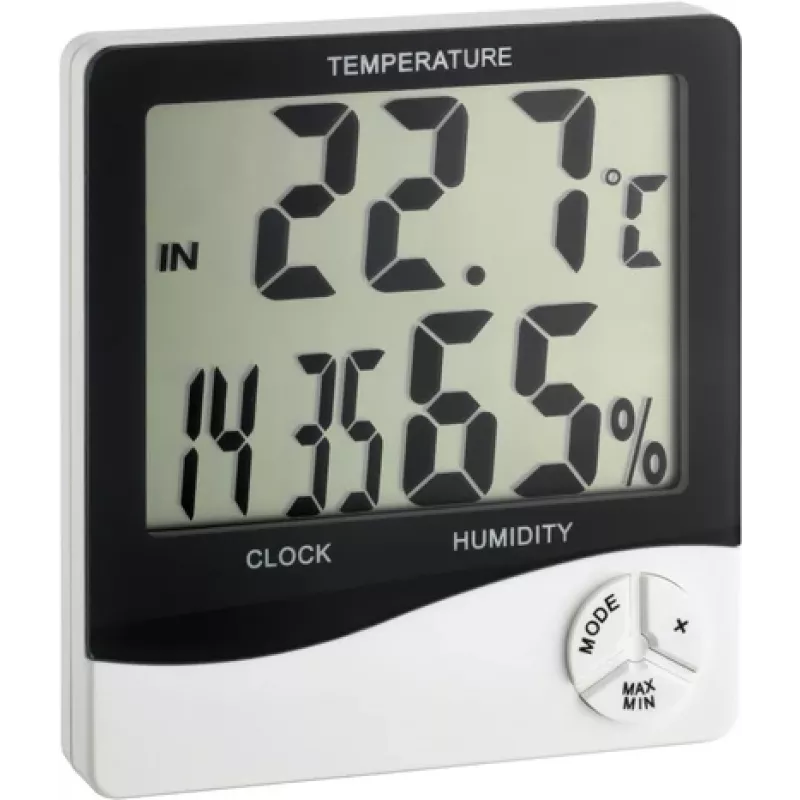 TFA Dostmann WS 5031 Θερμοϋγρόμετρο με ρολόι, μαύρο/λευκό 30-5031