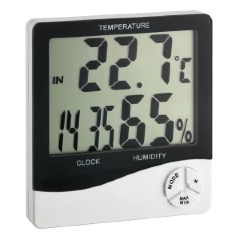 TFA Dostmann WS 5031 Θερμοϋγρόμετρο με ρολόι, μαύρο/λευκό 30-5031
