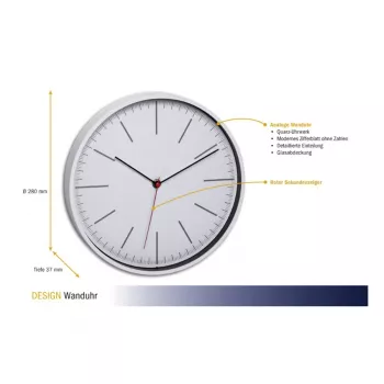 TFA Dostmann 60.3049.02 Στρογγυλό λευκό ρολόι τοίχου χαλαζία