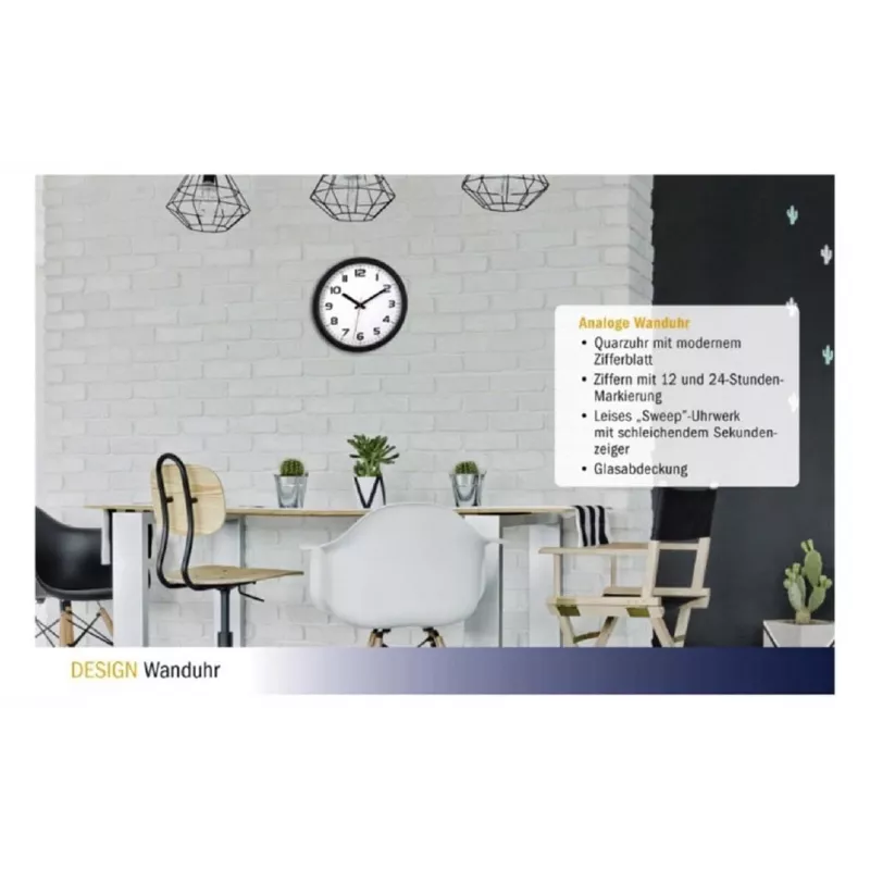 TFA Dostmann 60.3050.01 Ρολόι τοίχου χαλαζία 305 mm μαύρο