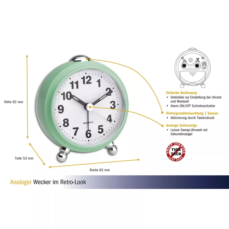 TFA Dostmann 60.1030.04 Ξυπνητήρι Quartz μεντα