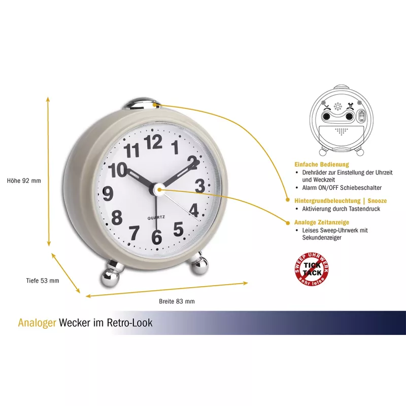 TFA Dostmann 60.1030.09 Ξυπνητήρι quartz μπεζ