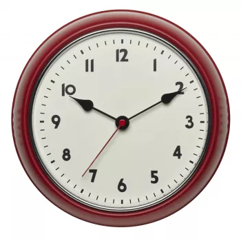 TFA Dostmann 60.3541.05 Ασύρματο επιτοίχιο ρολόι, στρογγυλό, κόκκινο μεταλλικό περίβλημα, κάλυμμα γυαλιού, διάμετρος 240 mm