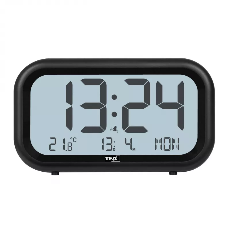 TFA Dostmann 60.2052.01 Ξυπνητήρι Quartz Μαύρο Εξαιρετικά Δυνατός Συναγερμός Μεγάλη Οθόνη