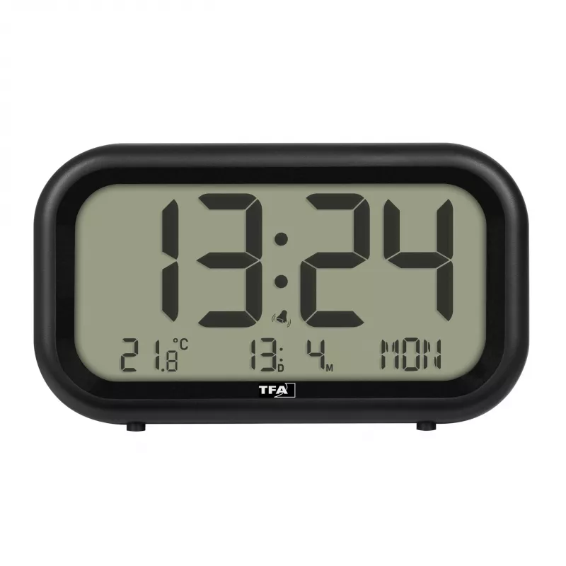 TFA Dostmann 60.2052.01 Ξυπνητήρι Quartz Μαύρο Εξαιρετικά Δυνατός Συναγερμός Μεγάλη Οθόνη