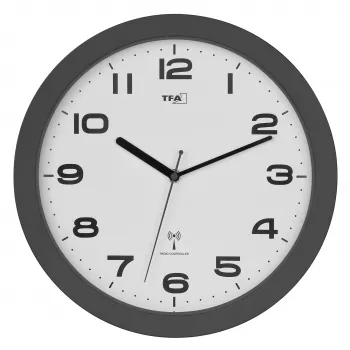 TFA Dostmann 60.3554.10 Ασύρματο Ρολόι Τοίχου 320 mm Ανθρακί με Ομαλά Κινούμενο Δείκτη Δευτερολέπτων