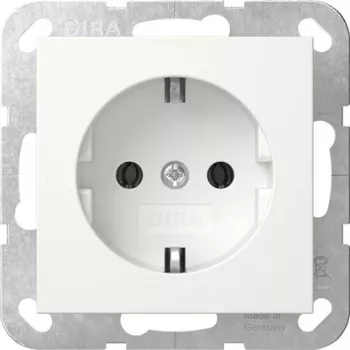 Gira System 55 Πρίζα Schuko με καπάκι, Λευκό 418003