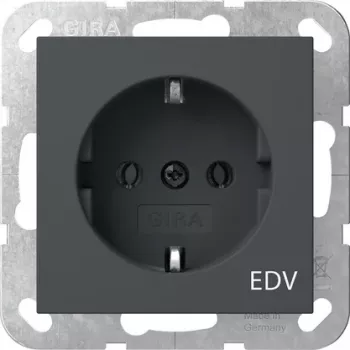 Gira System 55 Πρίζα Schuko με εκτύπωση EDV, 16 A, Λευκό γυαλιστερό 445828