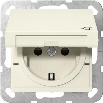 GIRA 441401 Πρίζα SCHUKO με καπάκι, System 55, κρεμ λευκό