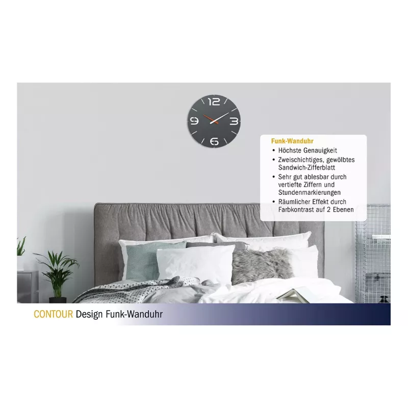 TFA Dostmann Design Ρολόι τοίχου με ραδιοσήμα Contour, μαύρο/λευκό (60.3536.10)