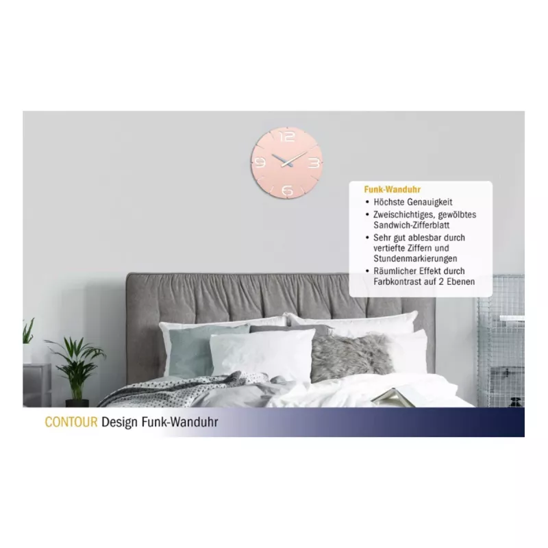 TFA Dostmann Design Ρολόι τοίχου με ραδιοσήμα Contour, παλιό ροζ/λευκό (60.3536.16)