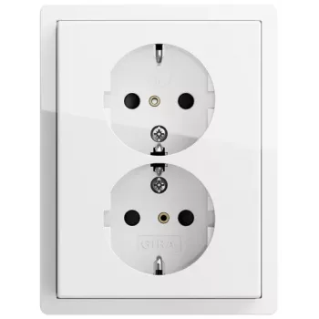 Gira Schuko Πρίζα 2-πλή Λευκό Γυαλιστερό 0783112