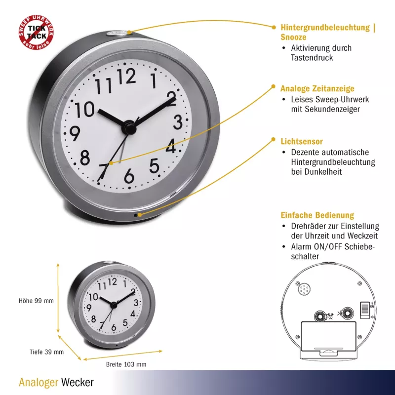 TFA Dostmann 60.1034.01 Ξυπνητήρι Quartz Μαύρο
