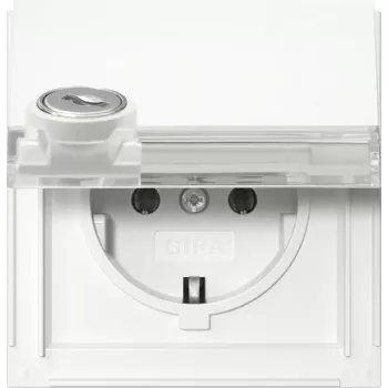 Gira 446766 πρίζα SCHUKO με διακόπτη κλειδιού, κλείδωμα μη όμοιο, 16 A, 250 V, χωνευτή, λευκό γυαλιστερό