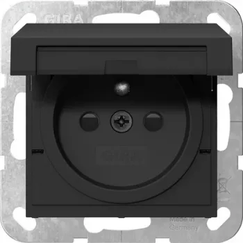 Gira 4488005 πρίζα SCHUKO με αναδιπλούμενο καπάκι, παιδική ασφάλεια, λευκό γυαλιστερό, System 55