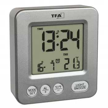 TFA Dostmann COSY ασύρματο ξυπνητήρι ασημί 60.2567.54