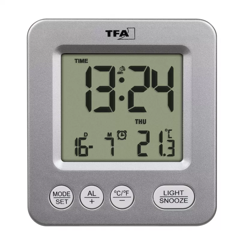 TFA Dostmann COSY ασύρματο ξυπνητήρι ασημί 60.2567.54