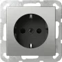 Gira System 55 πρίζα SCHUKO με Shutter, όψη ανοξείδωτου χάλυβα 4183600