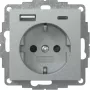 Gira System 55 Πρίζα SCHUKO με φορτιστή USB A/C, αλουμίνιο 245926