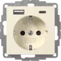GIRA 245901 Πρίζα SCHUKO με φορτιστή USB 2x Type A/C System 55 κρεμ λευκό