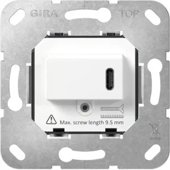 Gira Ένθετο πρίζας SCHUKO με USB Type C PD, 16 A, 250 V, χωνευτό, μαύρο 236200