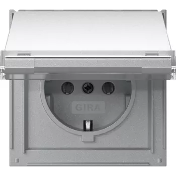 Gira TX_44 πρίζα SCHUKO με καπάκι και πεδίο σήμανσης, λευκό 441065