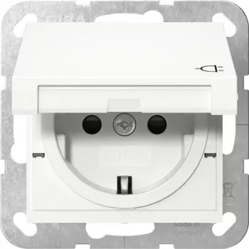 Gira 475427 πρίζα SCHUKO με καπάκι, System 55, λευκό γυαλιστερό